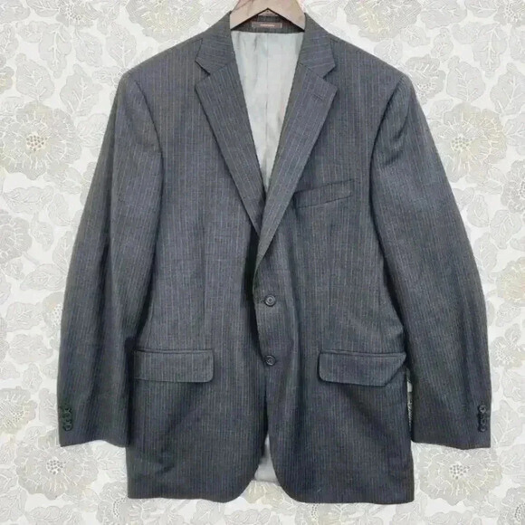 Peter Millar 100% Wool Men's Blazer Size 42T Gray Striped - Picture 1 of 8